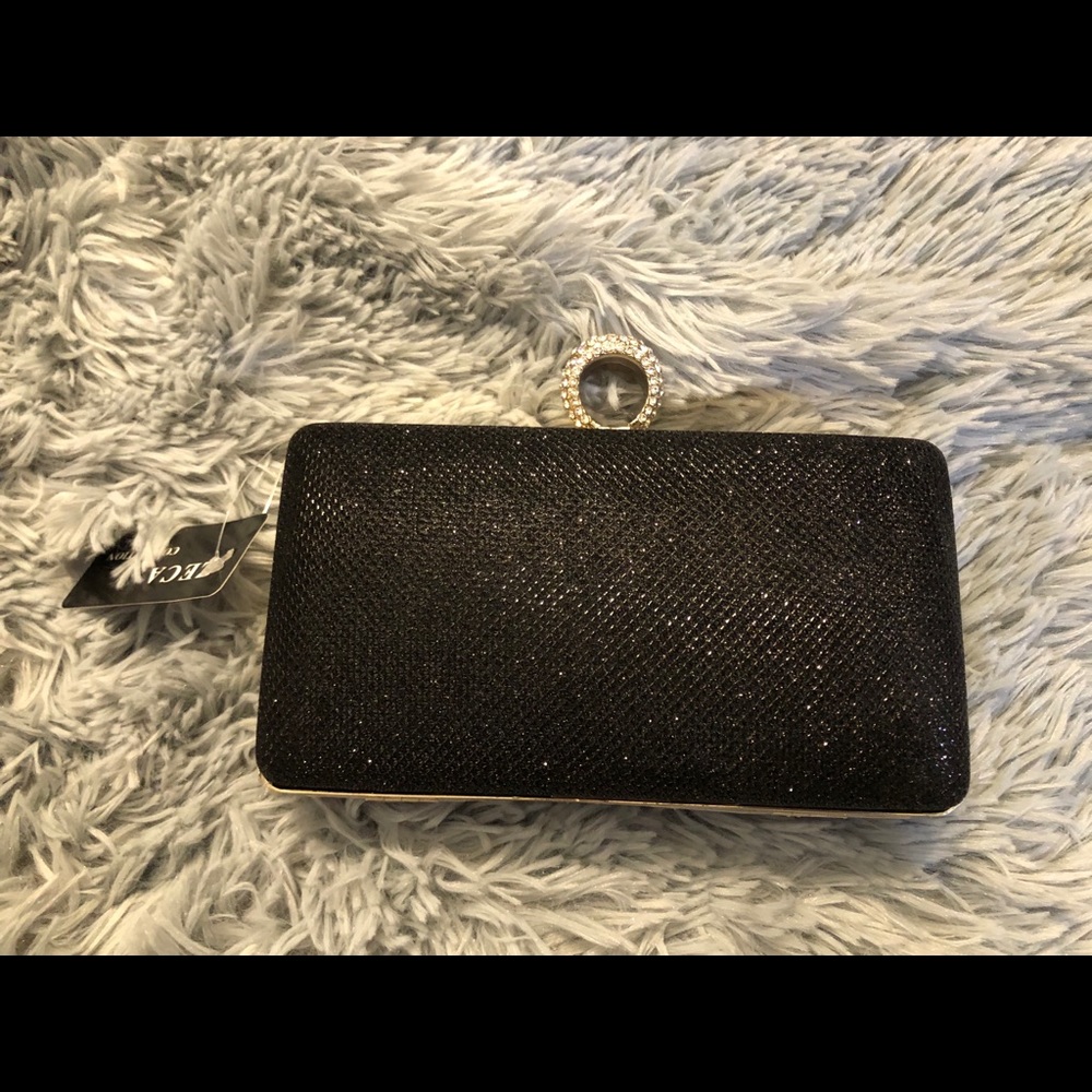 Black Shimmery Hand Clutch BNWT